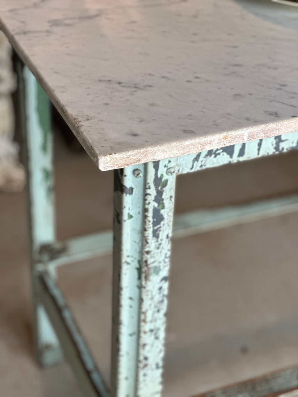 Marble Topped Industrial Table